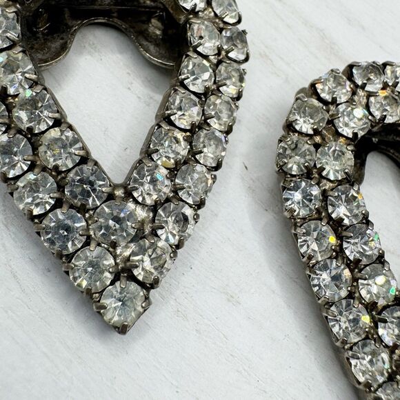 Vintage Sparkling Rhinestone Shoe Clips Large Teardrop Shape - Picture 8 of 11